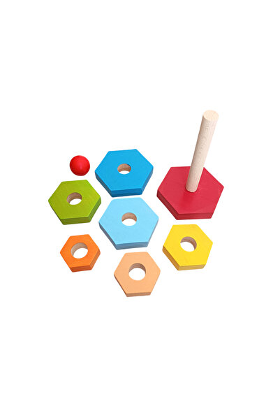 asya ahşap oyuncak Waldorf Rainbow Wooden Toy Educational Hexagonal Towers