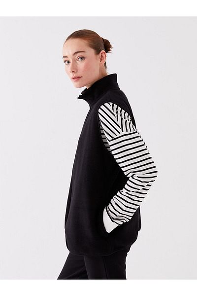 LC Waikiki Lw - Γυναικείο μονόχρωμο γιλέκο από φλις γιακά