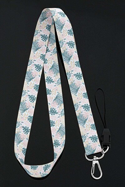 Apptakı Palmiye Desenli Yaka Kartı Boyun Askı İpi Telefon Askı İpi - ASK0148