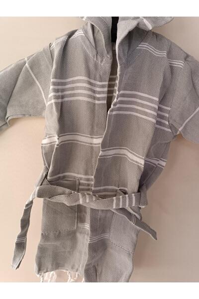 Hasyılmaz Hooded Children's Loincloth Bathrobe 1-5 Years Gray