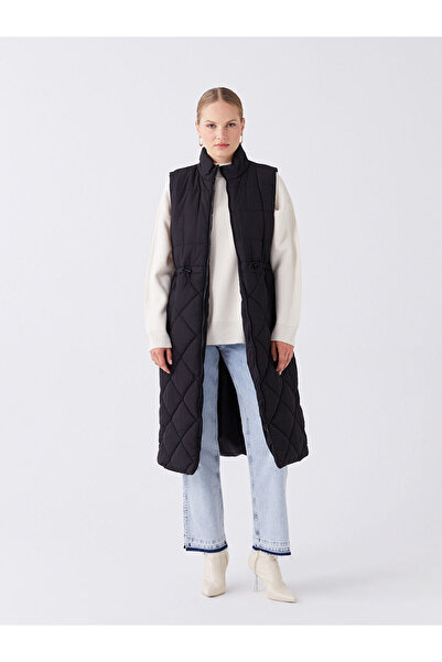 LC Waikiki Γυναικείο φουσκωτό γιλέκο Lcwk Stand Collar Self Pattern