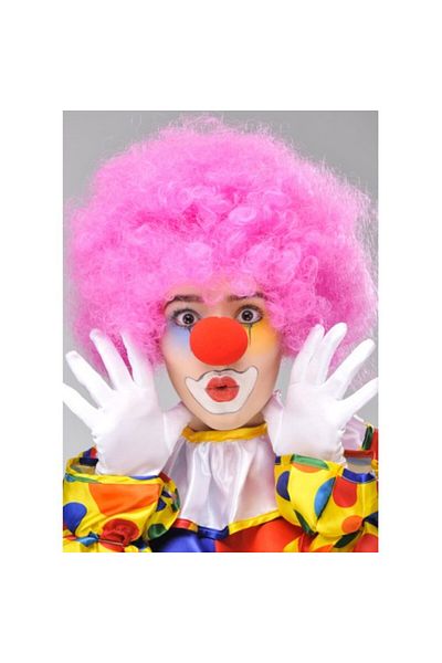 Mu Art Ahşap Pink Color Curly Bonus Wig And Red Nose Set