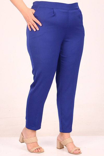 Eslina 49004 Plus Size Aspen Trousers - Elastic Waist and Pleat Detail, Saks