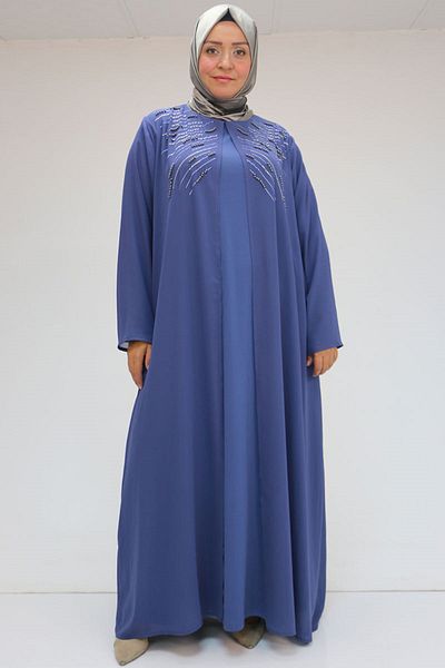 Eslina 42020 Σετ σιφόν Plus Size - Stone Printed Sandy, Indigo