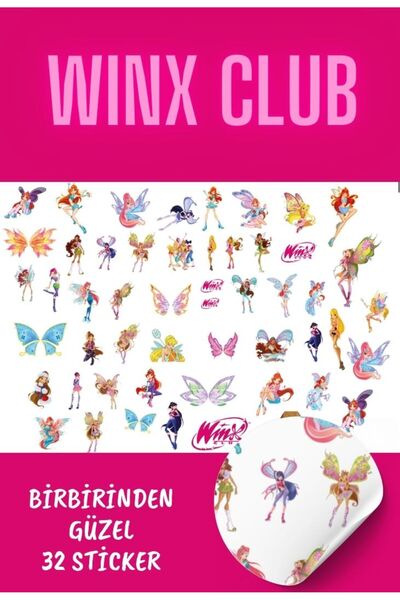 Sticksy Winx Club Sticker Etiket Çıkartma - 32 Adet Etiket Çıkartma