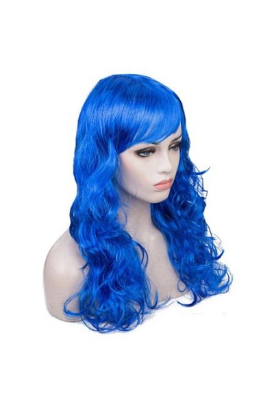 Mu Art Ahşap Blue Color Party Wig