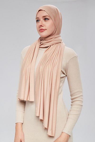 Sonbaharmoda Beige Color Hijab Luxury Combed Cotton Women's Shawl