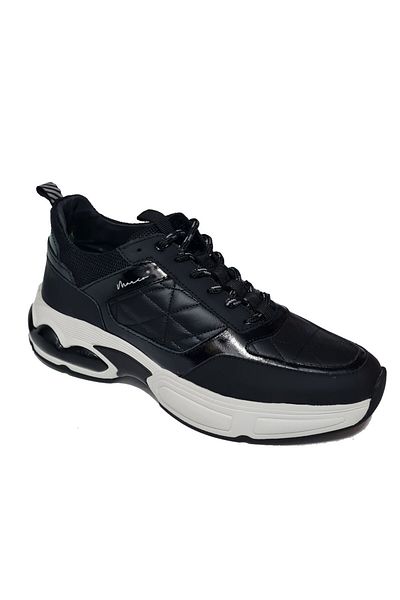 MARCOMEN Lace-Up Quilted Pattern Patent Leather Pieced Genuine Leather Men's Casual Shoes 20338