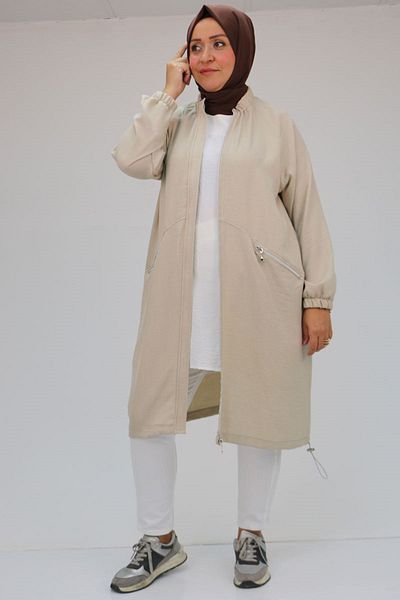 Eslina 43025 Large Size - Elastic Collar and Zippered Stone Cap