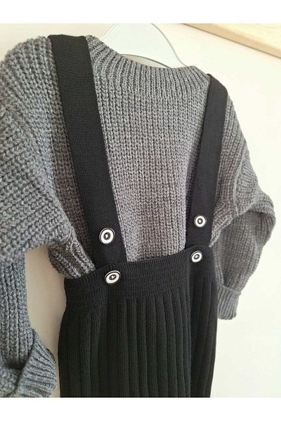 Nimini Kids New Season Knitwear Sweater & Strap Overalls Baby Kids Top and Bottom Set of 2 (0-6 years)