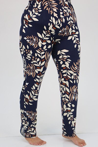 Eslina 37801 Σετ πιτζάμες Navy Blue Viscose Plus Size - με κουμπιά και πέταλα