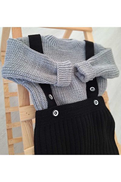 Nimini Kids Knitwear Sweater & Suspender Jumpsuit Baby Kids Bottom Top 2-Piece Set (0-6 Years)