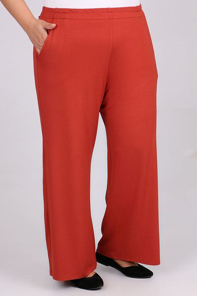 Eslina 39000 Plus Size High Waist Elastic Combed Cotton Trousers-tile