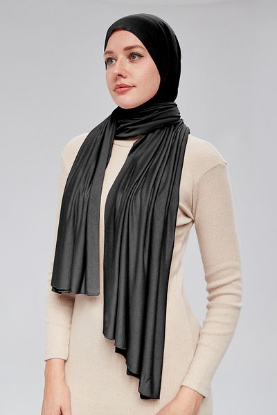Sonbaharmoda Μαύρο Hijab Πολυτελές χτενισμένο βαμβακερό γυναικείο σάλι
