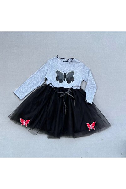 Narnuga Mi̇rayli̇fe 5-6-7 Years Old Stoned Butterfly Patterned Ribbon Belted ...