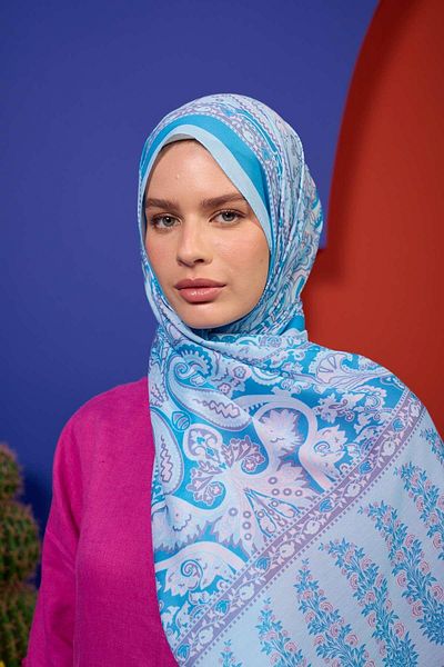 İpekhan Şal Marrakech Turcoaz Albastru Moale - Colecţia 3049-09