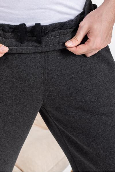 Mutlu City High Quality Comfortable Fit Pockets Zipped Three Thread Raster Men's Sweatpants 2590-Anthracite