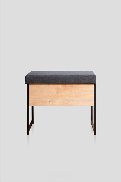 Kiba Home Metal Ahşap Sandıklı Puf Bank Oturaklı Ayakkabılık Ayakkabı Boya Fırça Kutusu Dolabı