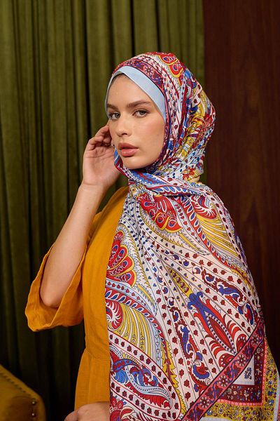 İpekhan Marrakech Collection Soft Shawl Red Baby Blue 3047-11
