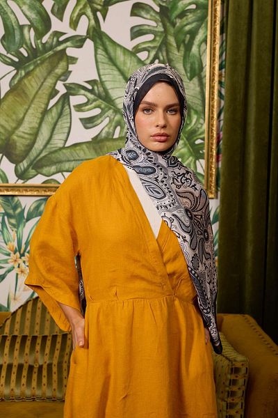İpekhan Μαλακό σάλι Marrakech Collection Μαύρο Μαλακό Ροζ 3048-03