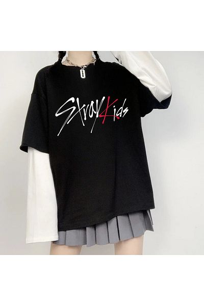 Luxera Vandivansi Stray Kids Unisex Oversize Fake Sleeve White T-Shirt