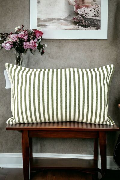 Chintar Modern Striped Cotton Decorative Single Pillow / Cushion Cover