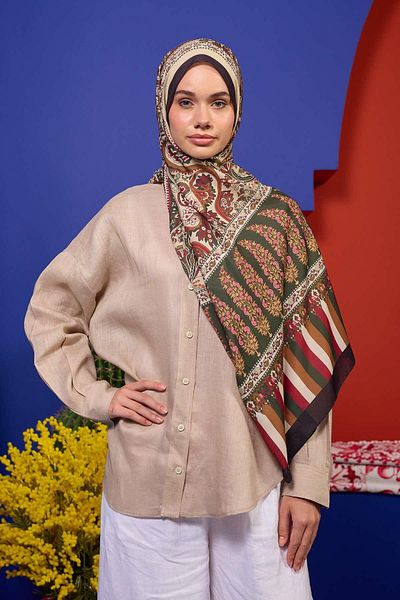 İpekhan Marrakech Συλλεκτικό Μαλακό Σάλι Forest Green Black 3049-07