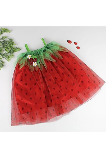 Narnuga Mi̇rayli̇fe 2-3-4 Years Old Strap Strawberry Costume Girl's Dress