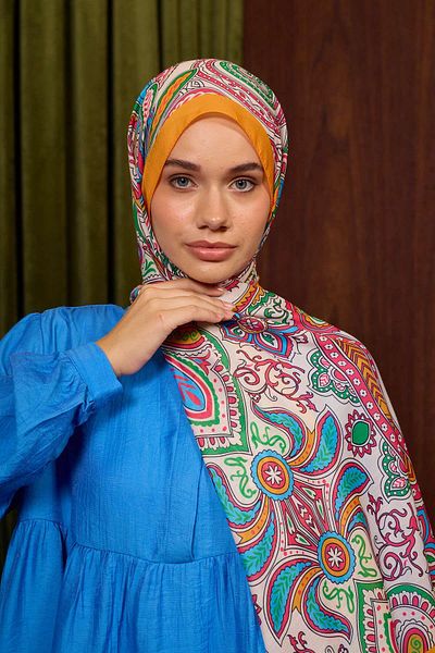 İpekhan Orange Red Soft Shawl - Marrakech Collection 3048-02