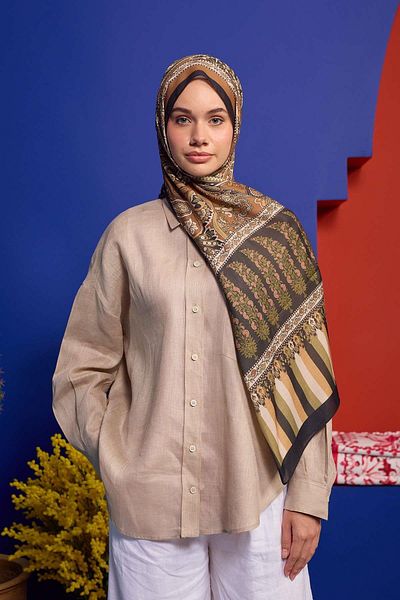 İpekhan Marrakech Collection Μαλακό Σάλι Καφέ Μαύρο 3049-03