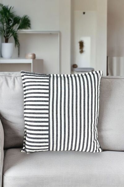 Chintar Modern Striped Cotton Decorative Single Pillow / Cushion Cover