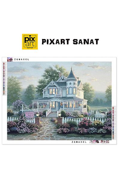 pixartsanat Gardened House 40x50 PixArt Art Diamond Mosaic Painting Diamond Türkiye