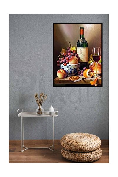 pixartsanat Fruits And Wine in Tile Plate Pixart Art Diamond Mosaic Painting Diamond Turkey 41*51