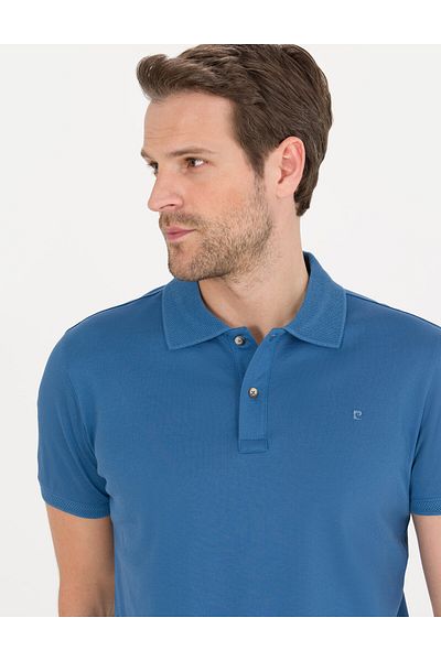 Pierre Cardin Σκούρο μπλε Slim Fit Polo Neck Mercerized T-shirt 50262665-VR032
