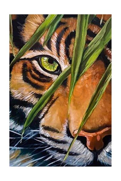 pixartsanat Green Eyed Tiger Pixart Art Diamond Mosic Painting Daimond Türkiye 43*63