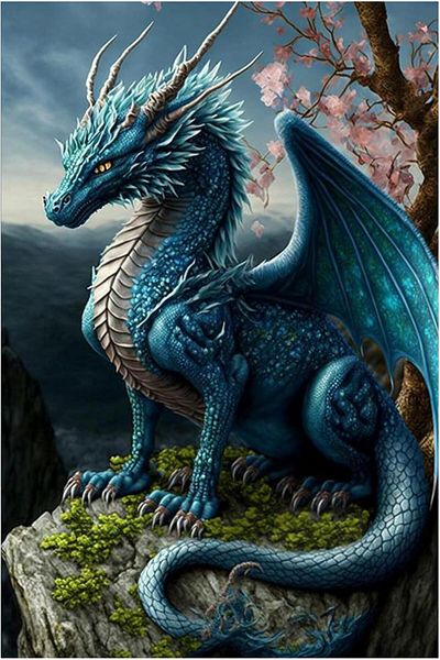 pixartsanat Blue Dragon Pixart Art Mosaic Painting 40X60