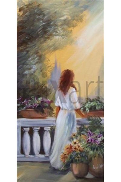 pixartsanat Woman in the Balcony Pixart Art Diamond Mosaic Painting Diamond Turkey 36*71