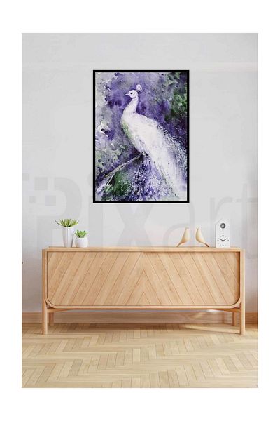 pixartsanat Peacock Drawing with Watercolor Pixart Art Diamond Mosic Painting Daimond Turkey 52*70