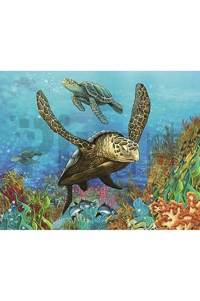 pixartsanat Floating Turtles 25*30cm Pixart Art Diamond Mosaic Painting Diamond Turkey