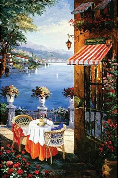 pixartsanat Cafe's Sea Landscape Pixart Art Diamond Mosaic Painting Diamond Turkey 46*71