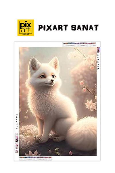 pixartsanat White Fox 30x40 PixArt Art Diamond Mosaic Painting Diamond Turkey