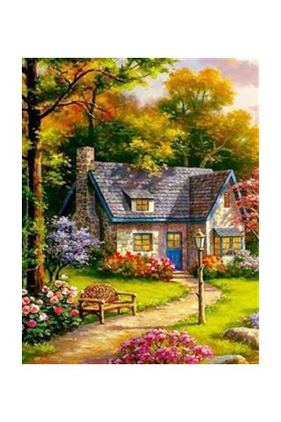pixartsanat House in the Forest Pixart Art Diamond Mosaic Painting Diamond Turkey 45*55