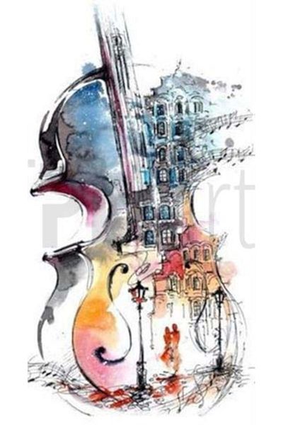 pixartsanat Cello Landscape Pixart Art Diamond Mosaic Painting Diamond Turkey 38*71