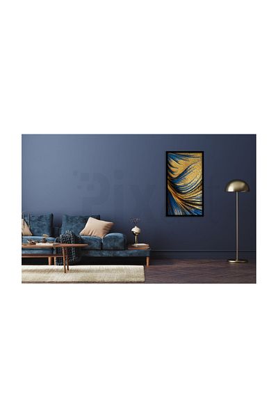 pixartsanat Navy Blue Yellow Pattern Pixart Art Diamond Mosaic Painting Diamond Türkiye 50*86