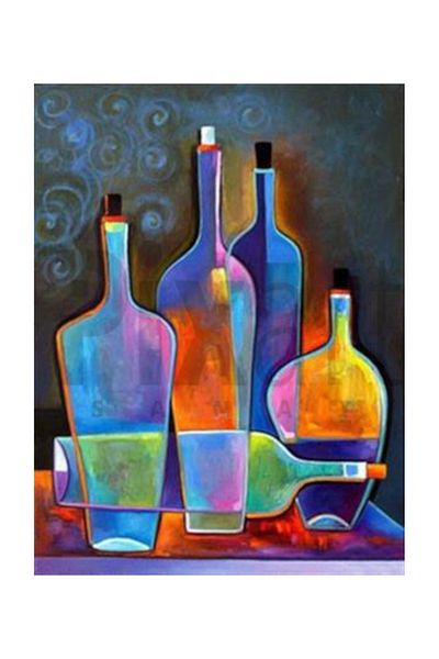 pixartsanat Colorful Bottles Pixart Art Diamond Mosaic Painting Diamond Turkey 48*63