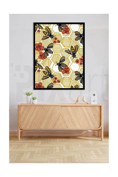 pixartsanat Bee Pattern Pixart Art Diamond Mosaic Painting Diamond Türkiye 43*60