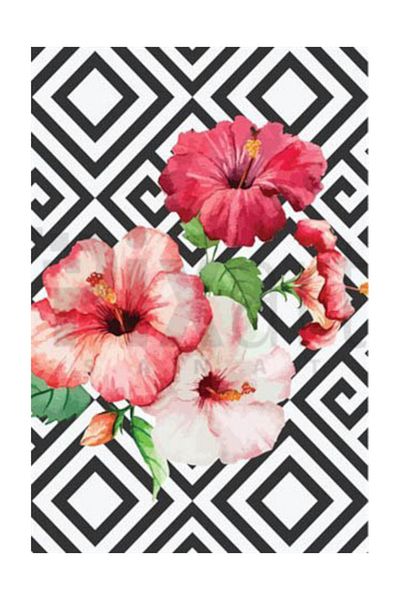 pixartsanat Pixart Hawaii Diamond - Pink Floral Pattern, Diamond Mosaic, 48*61