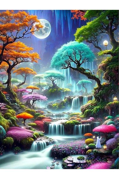 pixartsanat Flashy Waterfall 40x50 PixArt Art Diamond Mosaic Painting Diamond Turkey