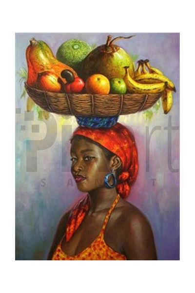 pixartsanat Woman Carrying Fruit Pixart Art Diamond Mosaic Painting Diamond Türkiye36*51