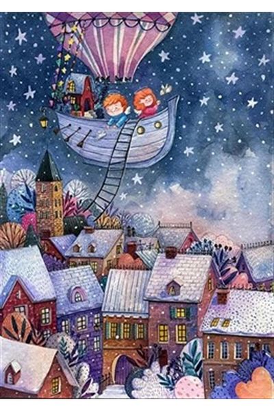pixartsanat Flying Boat And Kids Pixart Art Diamond Mosaic Painting Diamond Turkey 64*89